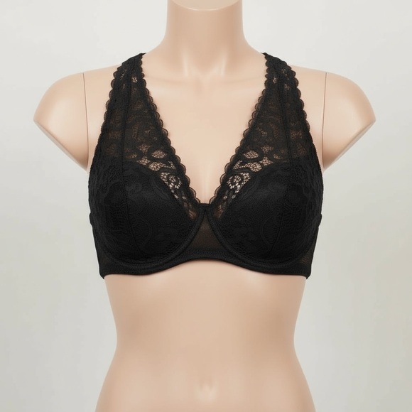 NWT Paramour Abbie Crochet Lace Bralette XL Black • Wireless Contour Padded Bra - Picture 2 of 9